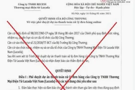 Cơ quan chức năng cảnh báo văn bản giả mạo Bộ Công Thương phê duyệt dự án thanh toán xử lý đơn hàng online. (Ảnh: PV/Vietnam+)