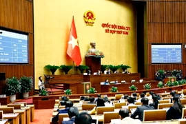 Quốc hội biểu quyết thông qua Luật sửa đổi, bổ sung một số điều của Luật Bảo hiểm y tế. (Ảnh: Doãn Tấn/TTXVN)