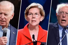 Ông Biden (trái) không còn tạo ra được khoảng cách lớn đối với bà Warren (giữa) và ông Sanders. (Nguồn: NBC News)