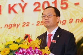 Bí thư Tỉnh ủy Thanh Hóa nhiệm kỳ 2015-2020 Trịnh Văn Chiến phát biểu tại phiên bế mạc Đại hội, sáng 25/9. (Ảnh: Duy Hưng/TTXVN)