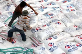 Bốc xếp gạo xuất khẩu tại cảng Sài Gòn. (Ảnh: Đình Huệ/TTXVN)