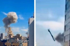 Cảnh tên lửa rơi vào bệnh viện nhi ở thủ đô Kiev của Ukraine