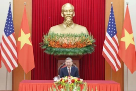 Tối ngày 11/11/2024, tại Trụ sở Trung ương Đảng, Tổng Bí thư Tô Lâm điện đàm với Tổng thống đắc cử Hoa Kỳ Donald Trump. (Ảnh: Thống Nhất/TTXVN)