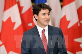 Thủ tướng Canada Justin Trudeau tại một cuộc họp báo ở Ottawa,Canada. (Nguồn: AFP/TTXVN)
