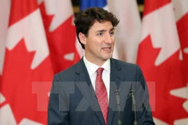 Thủ tướng Canada Justin Trudeau tại một cuộc họp báo ở Ottawa,Canada. (Nguồn: AFP/TTXVN)