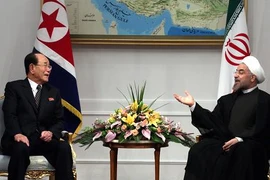 Chủ tịch Hội đồng tối cao Triều Tiên (Quốc hội) Kim Yong Nam (trái) và Tổng thống Iran Hassan Rouhani. (Nguồn: AFP)