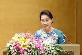 Chủ tịch Quốc hội Nguyễn Thị Kim Ngân phát biểu Bế mạc Kỳ họp. (Ảnh: Doãn Tấn/TTXVN)