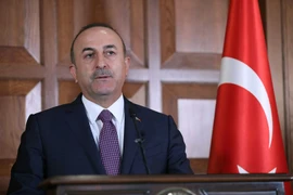 Ngoại trưởng Thổ Nhĩ Kỳ Mevlut Cavusoglu tại cuộc họp báo ở Ankara ngày 14/7. (Nguồn: AFP/TTXVN) 