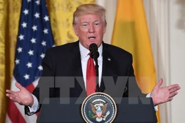 Tổng thống Mỹ Donald Trump tại cuộc họp báo ở Washington, DC. (Nguồn: AFP/TTXVN)