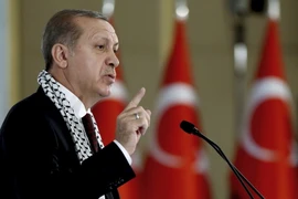 Tổng thống Thổ Nhĩ Kỳ Recep Tayyip Erdogan phát biểu tại cuộc họp ở Istanbul ngày 29/11. (Nguồn: AP/TTXVN)