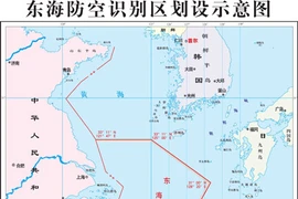 Khu vực ADIZ được khoanh đỏ (Nguồn: Xinhuanet)