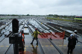 Khu Depot Nhổn điểm đầu của tuyến nằm trên địa phận quận Bắc Từ Liêm. (Ảnh: Lâm Khánh/TTXVN)