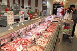 Khách lựa chọn thực phẩm tại Siêu thị AEON Long Biên. (Ảnh: Trần Việt/TTXVN)