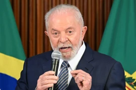 Tổng thống Brazil Lula da Silva phát biểu tại một cuộc họp ở Brasilia. (Ảnh: AFP/TTXVN)