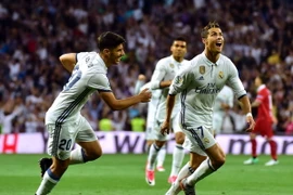 Cristiano Ronaldo trong trận gặp CLB Sevilla FC tại sân vận động Santiago Bernabeu ở Madrid. (Nguồn: AFP/TTXVN)