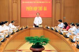 Chủ tịch nước Trần Đại Quang chủ trì Phiên họp thứ ba của Ban Chỉ đạo Cải cách tư pháp Trung ương. (Ảnh: Nhan Sáng/TTXVN)