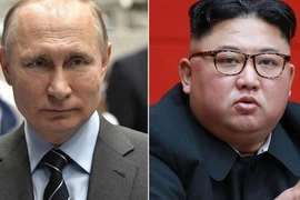 Tổng thống Nga Vladimir Putin và nhà lãnh đạo Triều Tiên Kim Jong-un. (Nguồn: AFP)