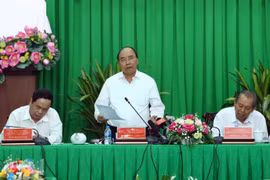 Thủ tướng Nguyễn Xuân Phúc phát biểu kết luận tại buổi làm việc. (Ảnh: Thống Nhất/TTXVN)