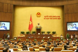 Chủ tịch Quốc hội Nguyễn Thị Kim Ngân đọc diễn văn bế mạc. (Ảnh: Nhan Sáng​/TTXVN)