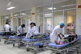 Các bệnh nhân đang được điều trị tích cực tại bệnh viện Việt Nam-Thụy Điển. (Ảnh: Trung Nguyên/TTXVN)