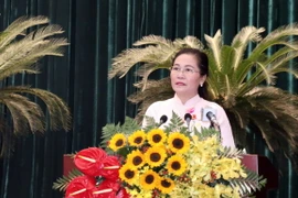 Bà Nguyễn Thị Lệ, Chủ tịch Hội đồng Nhân dân Thành phố Hồ Chí Minh, khai mạc Kỳ họp thứ 13 Hội đồng Nhân dân Thành phố khóa X. (Ảnh: Xuân Khu/TTXVN)