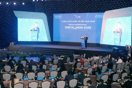 Quang cảnh lễ khai mạc Tuần lễ Số Quốc tế Việt Nam năm 2023 lần thứ 2. (Ảnh: Văn Đức/TTXVN)