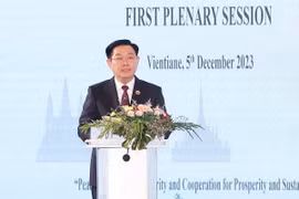 Chủ tịch Quốc hội Vương Đình Huệ phát biểu. (Ảnh: Doãn Tấn/TTXVN)