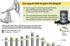 [Infographics] Giá xăng E5 RON 92 giảm 394 đồng mỗi lít