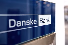 Biểu tượng Danske Bank tại Copenhagen, Đan Mạch. (Ảnh: AFP/TTXVN)