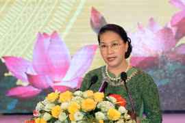 Chủ tịch Quốc hội Nguyễn Thị Kim Ngân phát biểu tại lễ kỷ niệm. (Ảnh: Trọng Đức/TTXVN)