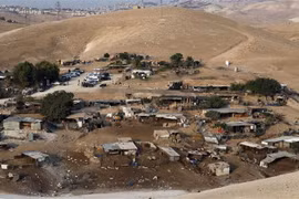 Quang cảnh ngôi làng Khan al-Ahmar của người Palestine ở Bờ Tây ngày 13/9 vừa qua. (Ảnh: AFP/TTXVN)