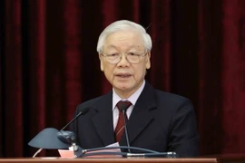 Tổng Bí thư, Chủ tịch nước Nguyễn Phú Trọng phát biểu bế mạc hội nghị. (Ảnh: Phương Hoa/TTXVN)