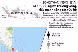 Sóng thần ở Indonesia: Gần 1.300 người thương vong, đẩy mạnh cứu hộ
