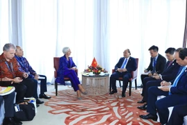 Thủ tướng Nguyễn Xuân Phúc tiếp Tổng giám đốc Quỹ Tiền tệ quốc tế Christine Lagarde. (Ảnh: Thống Nhất/TTXVN)