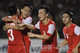 Đội U22 Việt Nam có thành phần chính là các cầu thủ dự giải U21 quốc tế báo Thanh niên vừa qua (Nguồn: TTXVN)