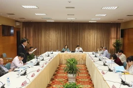 Đoàn đại biểu Quốc hội thành phố Hà Nội thảo luận ở tổ. (Ảnh: Doãn Tấn/TTXVN)