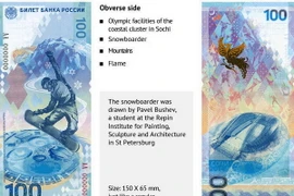 Mặt trước và mặt sau của tờ tiền Olympic 100 rúp. (Nguồn: rsport.ru)