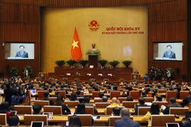 Chủ tịch Quốc hội Vương Đình Huệ phát biểu khai mạc Kỳ họp bất thường lần thứ 5, Quốc hội khóa XV. (Ảnh: Nhan Sáng/TTXVN)
