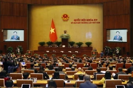 Chủ tịch Quốc hội Vương Đình Huệ phát biểu khai mạc Kỳ họp bất thường lần thứ 5, Quốc hội khóa XV. (Ảnh: Nhan Sáng/TTXVN)