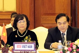 Bộ trưởng Bộ Lao động-Thương binh, Xã hội Phạm Thị Hải Chuyền dẫn đầu đoàn Việt Nam. (Ảnh: Xuân Khu/Vietnam+) 