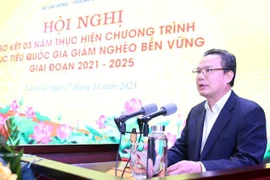 Thứ trưởng Bộ Lao động, Thương binh và Xã hội Lê Văn Thanh phát biểu khai mạc Hội nghị. (Ảnh: Quốc Khánh/TTXVN)