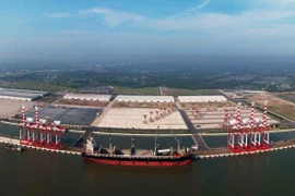 Cảng Quốc tế Long An (huyện Cần Giuộc, tỉnh Long An) có tổng mức đầu tư hơn 500 triệu USD với kho bãi rộng khoảng 1 triệu m2, đảm bảo tiếp nhận các mặt hàng siêu trường, siêu trọng thông qua cảng. (Ảnh: Vũ Sinh/TTXVN)