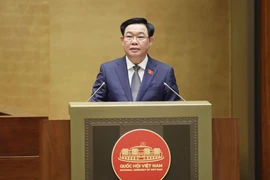 Chủ tịch Quốc hội Vương Đình Huệ phát biểu khai mạc phiên chất vấn và trả lời chất vấn. (Ảnh: Doãn Tấn/TTXVN)