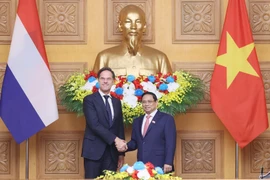 Thủ tướng Phạm Minh Chính và Thủ tướng Hà Lan Mark Rutte tại buổi hội đàm. (Ảnh: Dương Giang/TTXVN)