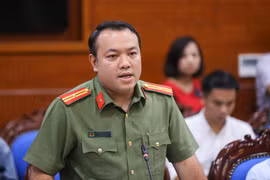 Thiếu tá Nguyễn Hữu Đức - Phó Giám đốc Công an tỉnh Hòa Bình. (Ảnh: Minh Sơn/Vietnam+)