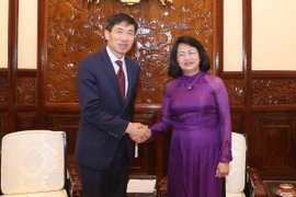 Phó Chủ tịch nước Đặng Thị Ngọc Thịnh tiếp Trợ lý Tổng Thư ký Liên hợp quốc Hao Liang Xu. (Ảnh: Phương Hoa/TTXVN)