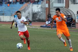 Cầu thủ Merlo (áo cam) đã trở thành Vua phá lưới của giải V-league 2016. (Ảnh: Trần Lê Lâm/TTXVN)