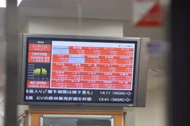 Bảng tỷ giá chứng khoán tại Tokyo, Nhật Bản. (Nguồn: THX/TTXVN)