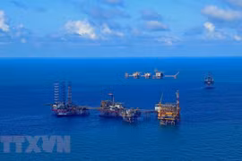Các giàn khoan của Liên doanh Vietsovpetro tại mỏ Bạch Hổ. (Ảnh: Huy Hùng/TTXVN)