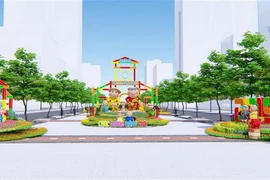 Phối cảnh cổng chào Đường hoa Nguyễn Huệ 2019. (Ảnh: TTXVN phát)